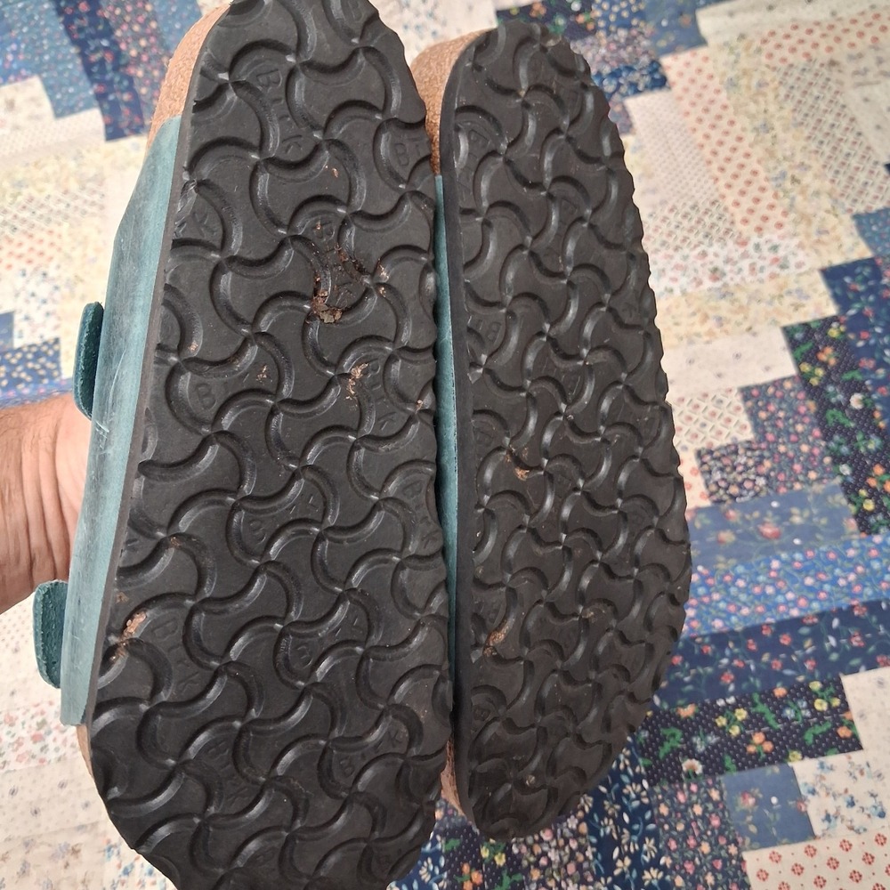Birkenstock Arizona Soft Footbed Suede Slide Sandals Womens 36 Narrow Teal Blue - Picture 4 of 7